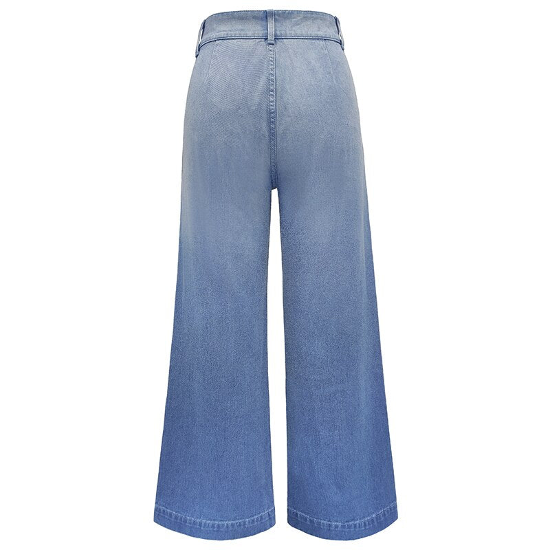 New Bleached Wide Leg Flared Denim Jeans