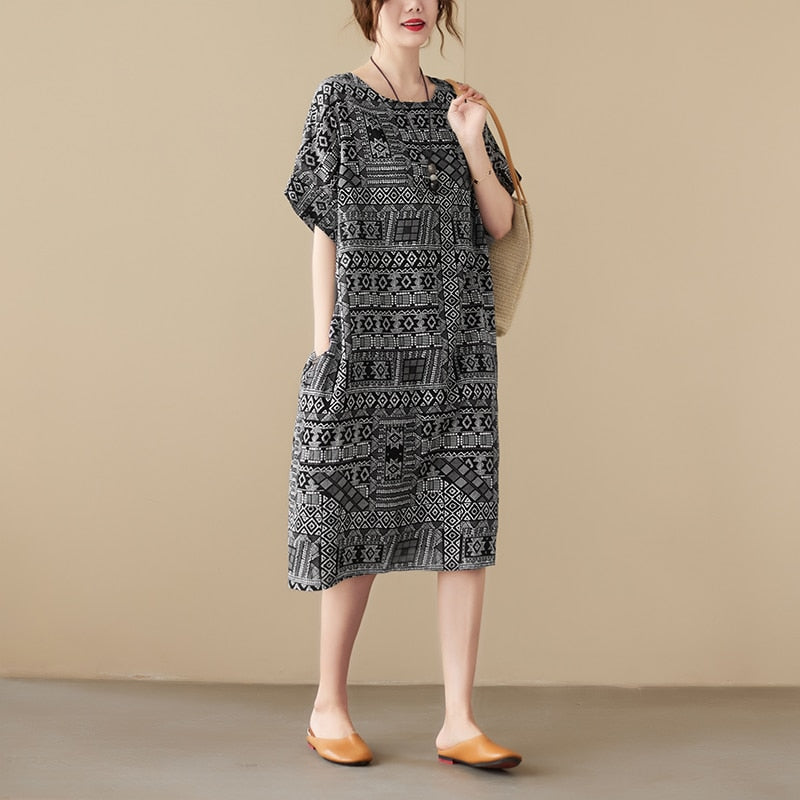 New Arrival Floral Vintage Summer Dress - Short Sleeve