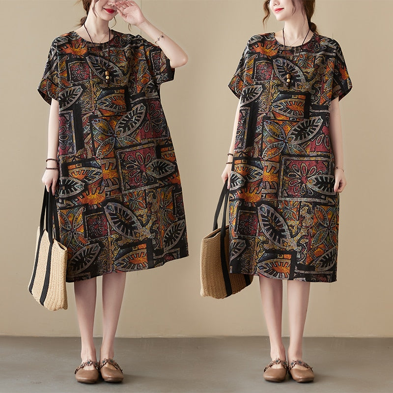 New Arrival Floral Vintage Summer Dress - Short Sleeve