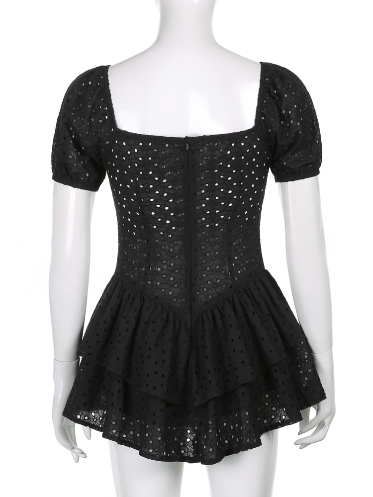 Darlingaga V-Neck Ruffle Pleated Summer Dress