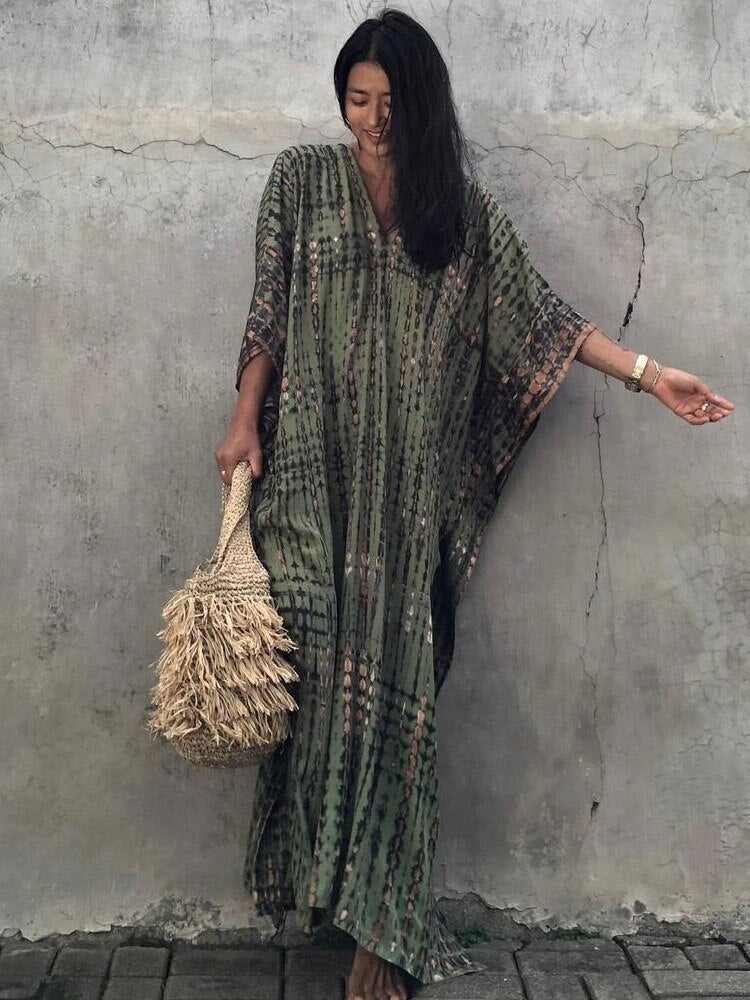 Bohemian Striped Print Beach Dress