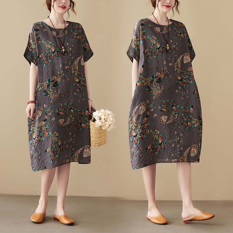 New Arrival Floral Vintage Summer Dress - Short Sleeve