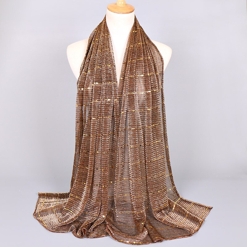 Sparkly Gold Silk Sequin Scarf: Sheer Elegance