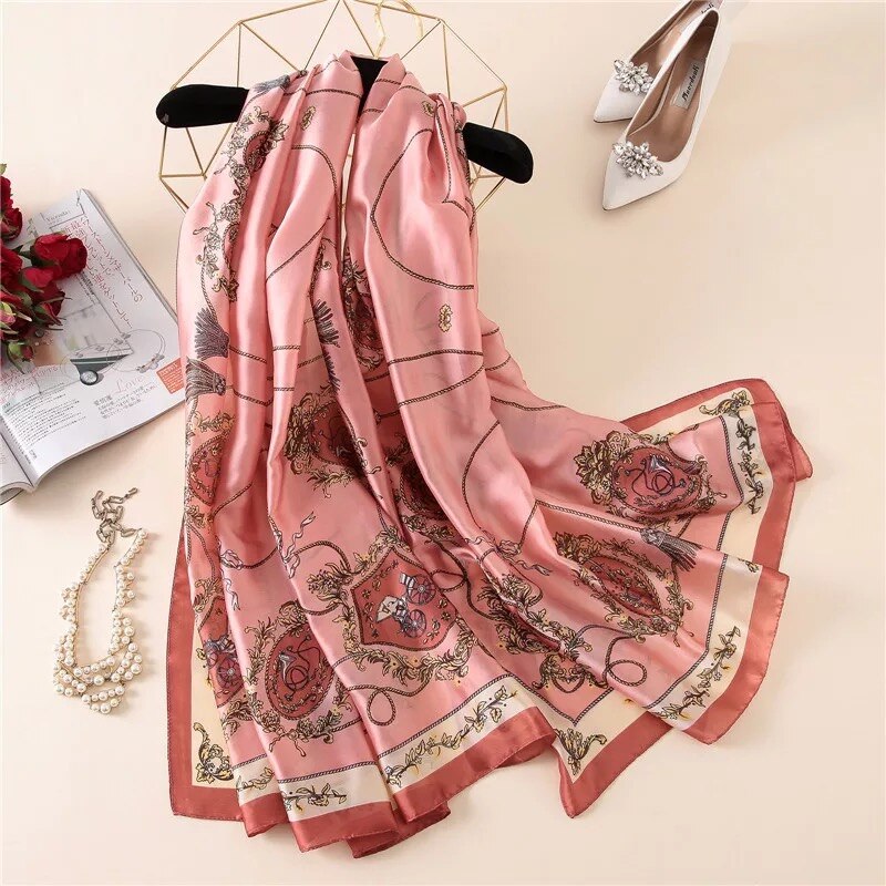 Chic Silk Muffler: Women's Autumn-Winter Scarf