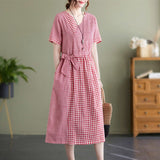 Patchwork Plaid Cotton Summer Dress