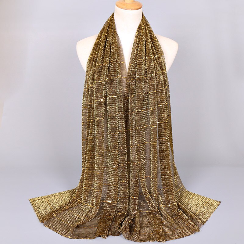 Sparkly Gold Silk Sequin Scarf: Sheer Elegance