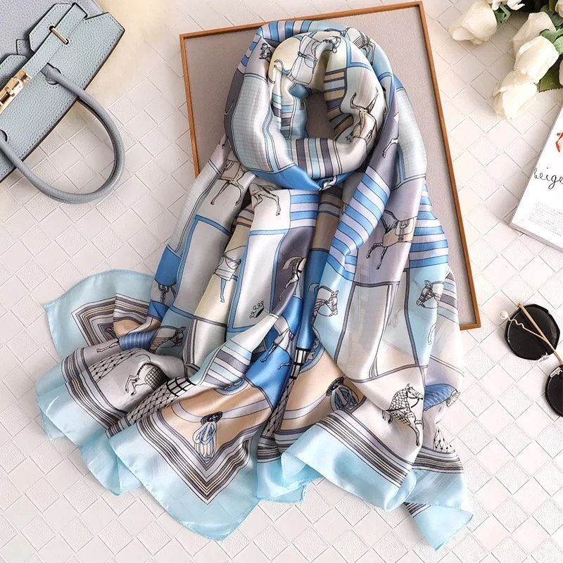 Chic Silk Muffler: Women's Autumn-Winter Scarf