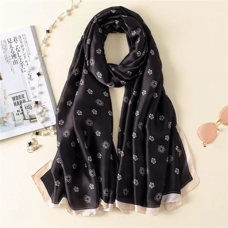 Chic Silk Muffler: Women's Autumn-Winter Scarf