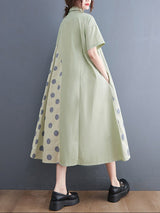 Vintage Polka Dot Short Sleeve Shirt Dress