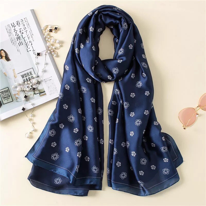 Chic Silk Muffler: Women's Autumn-Winter Scarf