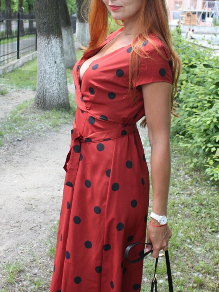 Lossky Vintage Polka Dot Long Dress