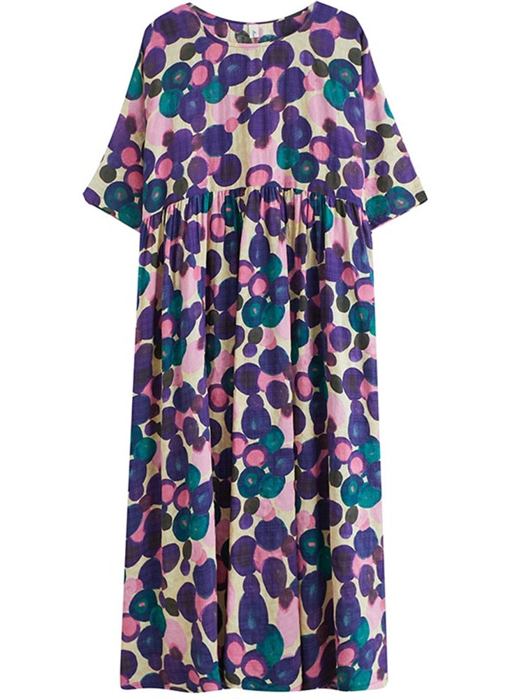 Oversized Polka Dot Cotton Dress - Summer Chic