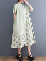 Vintage Polka Dot Short Sleeve Shirt Dress