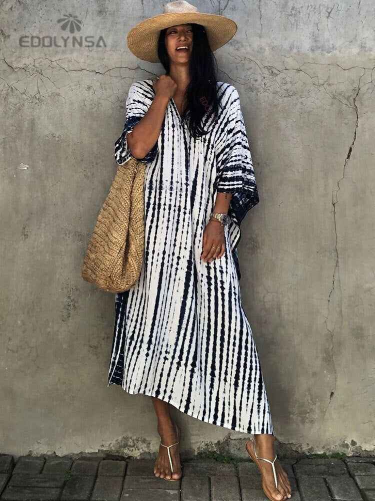 Bohemian Striped Print Beach Dress