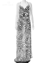 Zebra Print Spaghetti Strap Beach Dress