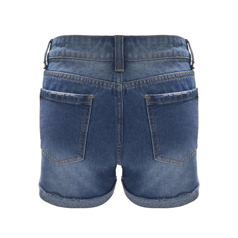 Ripped Printed Loose Casual Street Women's Denim Shorts