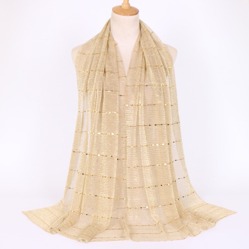 Sparkly Gold Silk Sequin Scarf: Sheer Elegance