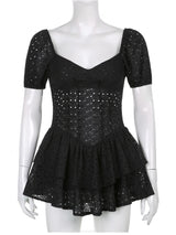 Darlingaga V-Neck Ruffle Pleated Summer Dress