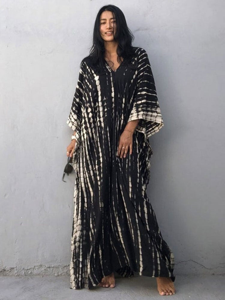 Bohemian Striped Print Beach Dress