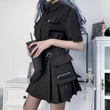 Black Skirt Harajuku Punk Gothic Black High Waist Black Women Sexy Patchwork Bandage Mini Skirt Female Streetwear