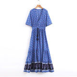 Bohemian Long Party Dress Ladies Viscose Floral Print Beach Dress