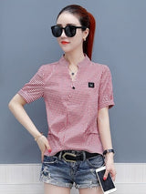 Women's Chiffon Plaid Blouse