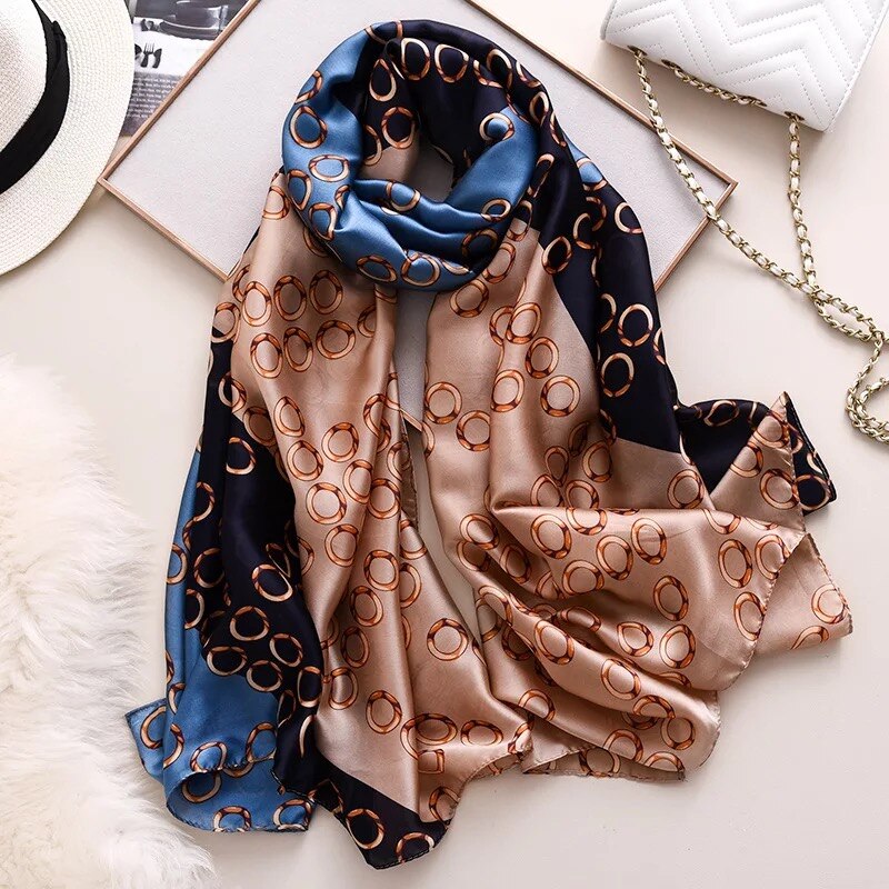 Chic Silk Muffler: Women's Autumn-Winter Scarf