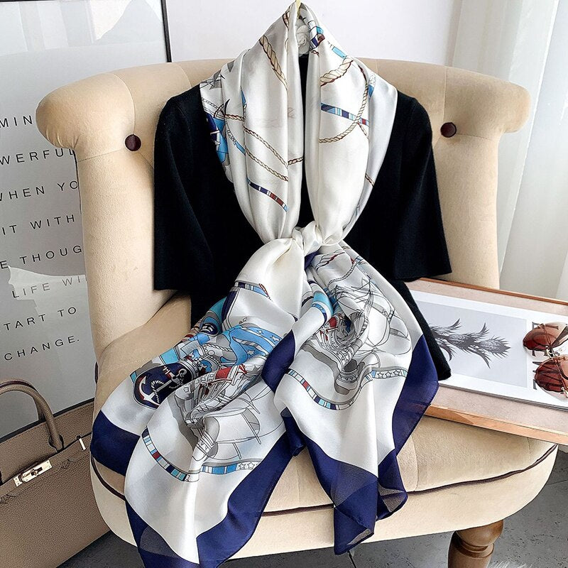 Chic Silk Muffler: Women's Autumn-Winter Scarf