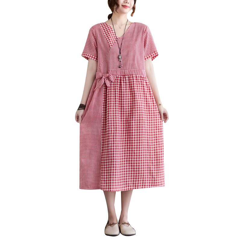 Patchwork Plaid Cotton Summer Dress