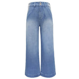 New Bleached Wide Leg Flared Denim Jeans