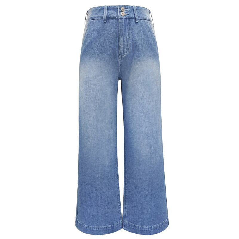 New Bleached Wide Leg Flared Denim Jeans