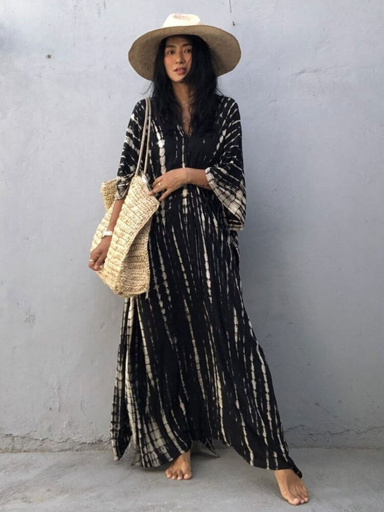 Bohemian Striped Print Beach Dress