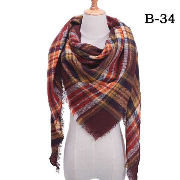 Retro Plaid Cashmere Winter Scarf