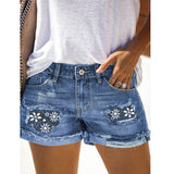 Ripped Printed Loose Casual Street Women's Denim Shorts