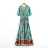 Bohemian Long Party Dress Ladies Viscose Floral Print Beach Dress
