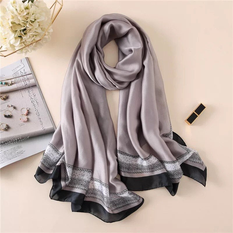 Chic Silk Muffler: Women's Autumn-Winter Scarf