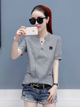 Women's Chiffon Plaid Blouse