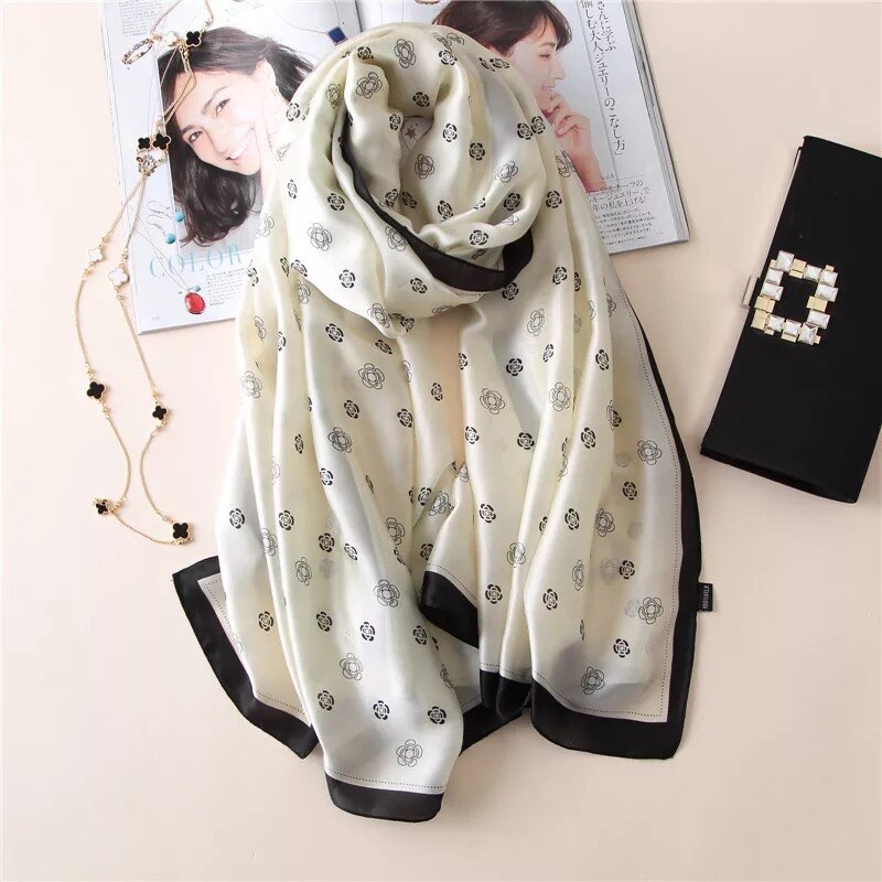 Chic Silk Muffler: Women's Autumn-Winter Scarf