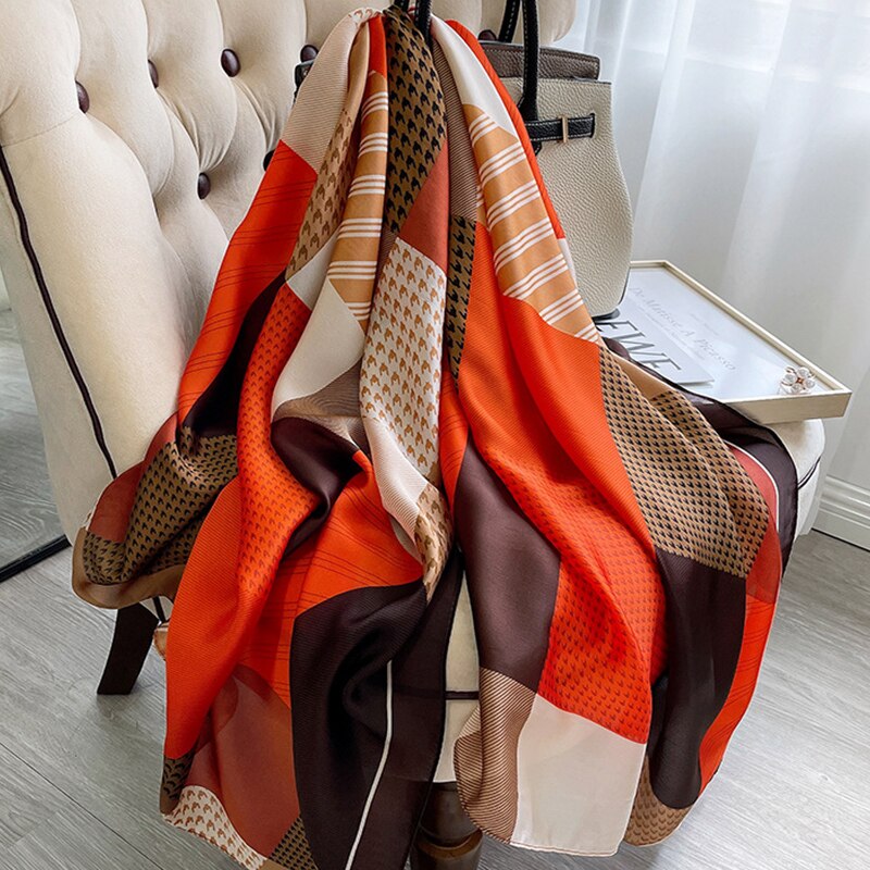 Chic Silk Muffler: Women's Autumn-Winter Scarf