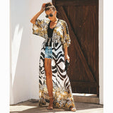 Cotton Beach Kaftan: High Collar Swim Cover Up