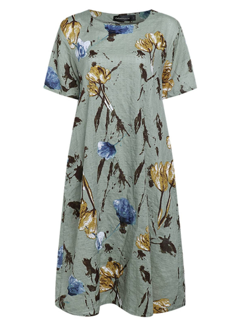 Celmia Summer Boho Midi Sundress