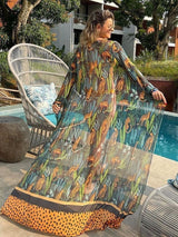 Cotton Beach Kaftan: High Collar Swim Cover Up