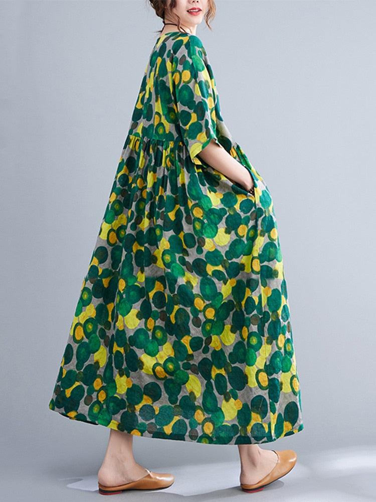 Oversized Polka Dot Cotton Dress - Summer Chic