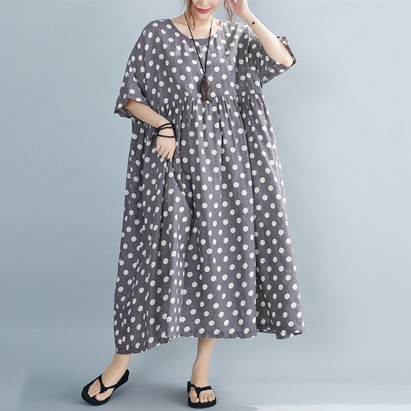Oversized Polka Dot Cotton Dress - Summer Chic