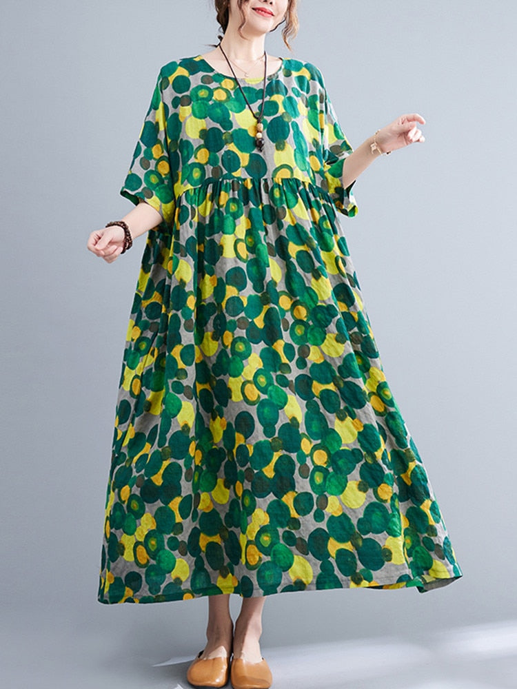 Oversized Polka Dot Cotton Dress - Summer Chic