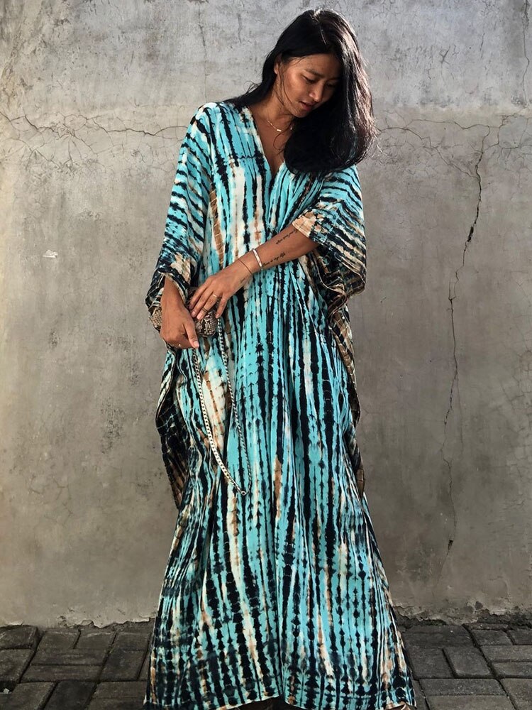 Bohemian Striped Print Beach Dress