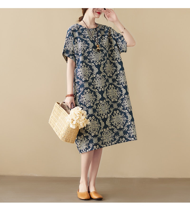 New Arrival Floral Vintage Summer Dress - Short Sleeve