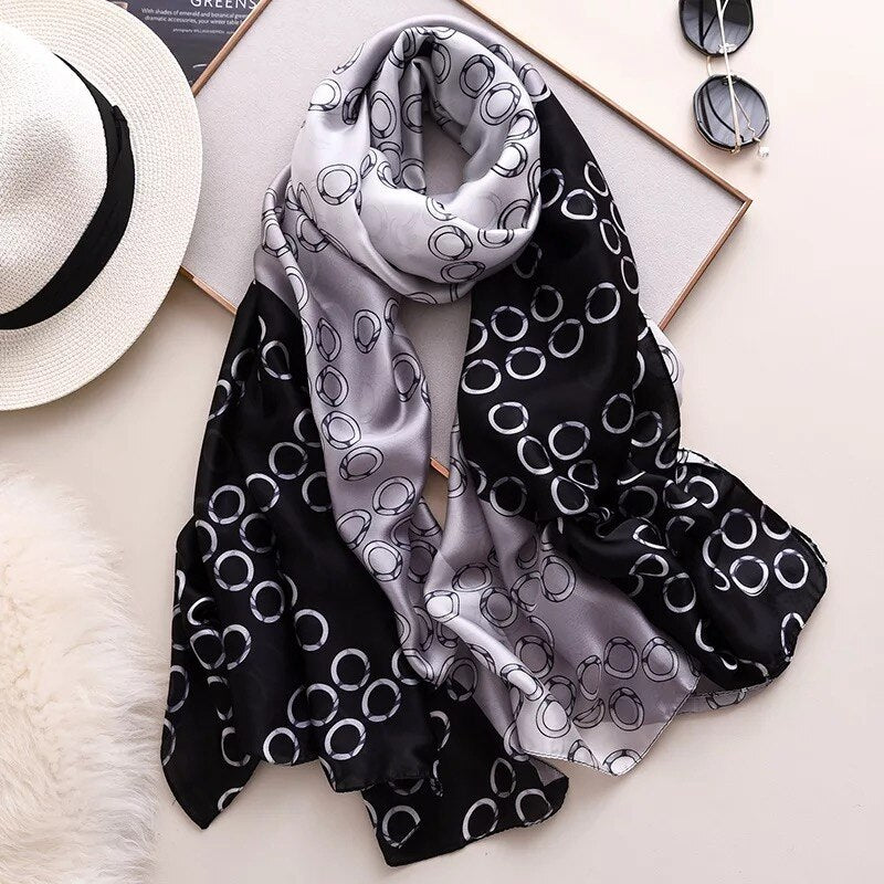 Chic Silk Muffler: Women's Autumn-Winter Scarf