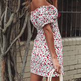 Boho Floral Off-Shoulder Mini Dress for Women