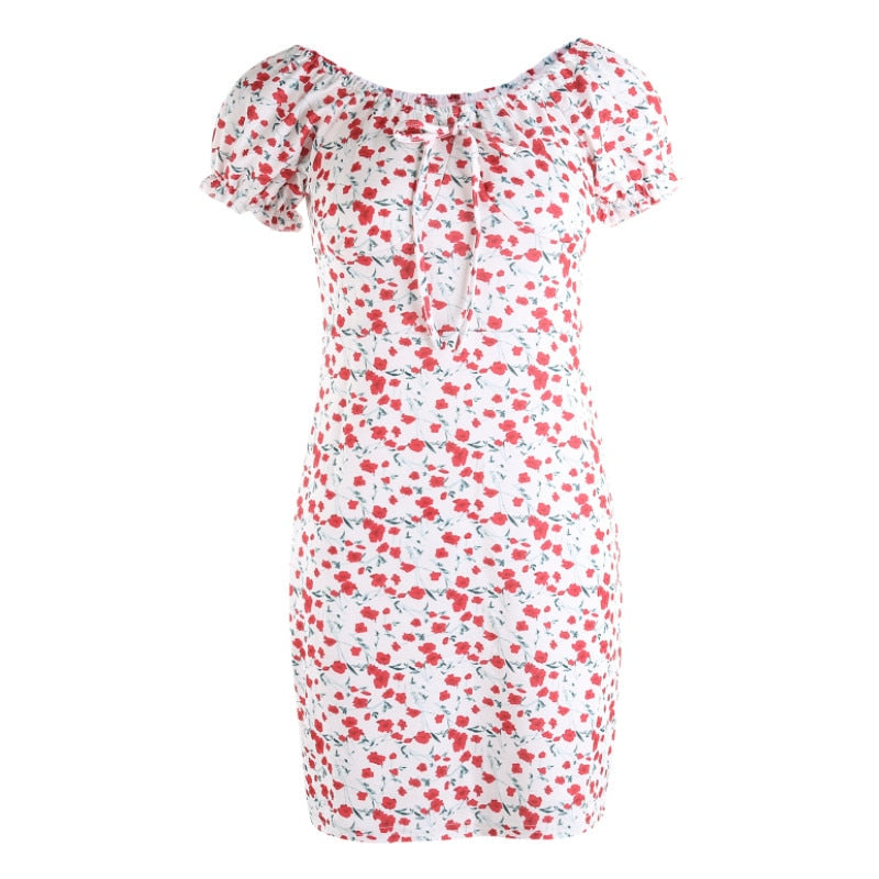 Boho Floral Off-Shoulder Mini Dress for Women